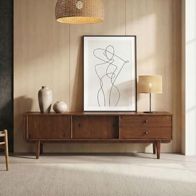 IDIMEX Lowboard Simona 175 cm aus Massivholz, Kastanie Finish TV Konsole mit 2 Schiebetüren und 2 Schubladen, Kiefer Massivholz, niedriges Sideboard für Wohnzimmer IDIMEX Lowboard Simona 175 cm aus Massivholz, Kastanie Finish TV Konsole mit 2 Schiebetüren und 2 Schubladen, Kiefer Massivholz, niedriges Sideboard für Wohnzimmer