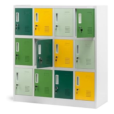 Jan Nowak Metallschrank Schule Kindergarten mit 12 abschließbaren Fächern, Schließfachschrank Stahl, Garderobenschrank Kinder, Kita Spind Hort, 120 x 109 x 45 cm Jan Nowak Metallschrank Schule Kindergarten mit 12 abschließbaren Fächern, Schließfachschrank Stahl, Garderobenschrank Kinder, Kita Spind Hort, 120 x 109 x 45 cm