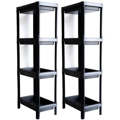 Ondis24 Badregal 38 x 23 x 100 (H) cm, Kunststoffregal, Steckregal, Badezimmerregal, Haushaltsregal schmal, 4 Böden (Anthrazit, 2 Stück) Ondis24 Badregal 38 x 23 x 100 (H) cm, Kunststoffregal, Steckregal, Badezimmerregal, Haushaltsregal schmal, 4 Böden (Anthrazit, 2 Stück)