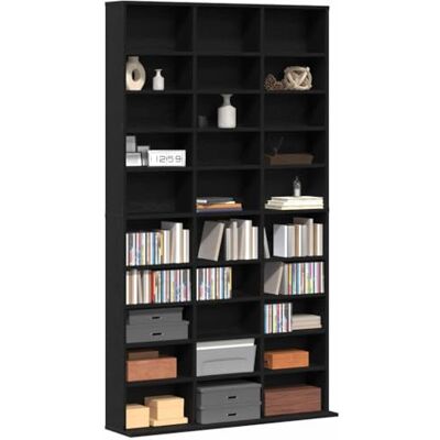 vidaXL CD Regal Schwarz Eichen-Optik 101 x 23 x 177,5 cm Holzwerkstoff Elegantes Aussehen mit klaren Linien, 30 Fächer zur Organisation von Gegenständen, Ingenieurholz für Langlebigkeit vidaXL CD Regal Schwarz Eichen-Optik 101 x 23 x 177,5 cm Holzwerkstoff Elegantes Aussehen mit klaren Linien, 30 Fächer zur Organisation von Gegenständen, Ingenieurholz für Langlebigkeit