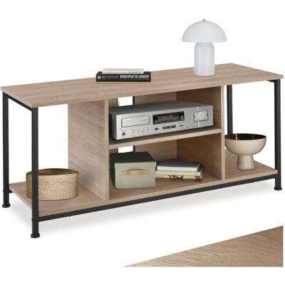 tectake ® Industrial Lowboard, TV Ständer Regal, Kommode mit 4 offenen Fächern, 110/120 x 40 x 50,5 cm, Fernsehtisch, TV Board, Wohnzimmer Möbel, Sideboard 110 cm, Industrial Holz hell, Eiche Sonoma tectake ® Industrial Lowboard, TV Ständer Regal, Kommode mit 4 offenen Fächern, 110/120 x 40 x 50,5 cm, Fernsehtisch, TV Board, Wohnzimmer Möbel, Sideboard 110 cm, Industrial Holz hell, Eiche Sonoma