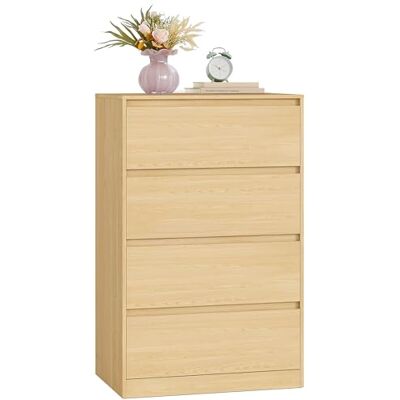 VASAGLE Kommode mit 4 Schubladen, Kommodenschrank, Schubladenschrank, Wäschekommode, für Schlafzimmer, 60,2 x 40,4 x 97,4 cm, Modern Kailyn Kollektion, Eichenbeige LTS614YJ01 VASAGLE Kommode mit 4 Schubladen, Kommodenschrank, Schubladenschrank, Wäschekommode, für Schlafzimmer, 60,2 x 40,4 x 97,4 cm, Modern Kailyn Kollektion, Eichenbeige LTS614YJ01