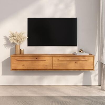 IDIMEX Lowboard TECCA 145 cm mit 2 Türen, Eiche Finish – hängendes TV Board aus massivem Kiefernholz, modernes Design mit Klappenbeschlägen, platzsparend für Wohnzimmer & Flur IDIMEX Lowboard TECCA 145 cm mit 2 Türen, Eiche Finish – hängendes TV Board aus massivem Kiefernholz, modernes Design mit Klappenbeschlägen, platzsparend für Wohnzimmer & Flur