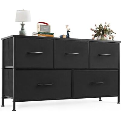 Sweetcrispy Kommode für Schlafzimmer, breite Schublade Kommode Organizer Storage Drawers Fabric Storage mit 5 Schubladen, kleine Kommode, TV Stand für Schlafzimmer, Schrank, Wohnzimmer, Kinderzimmer Sweetcrispy Kommode für Schlafzimmer, breite Schublade Kommode Organizer Storage Drawers Fabric Storage mit 5 Schubladen, kleine Kommode, TV Stand für Schlafzimmer, Schrank, Wohnzimmer, Kinderzimmer