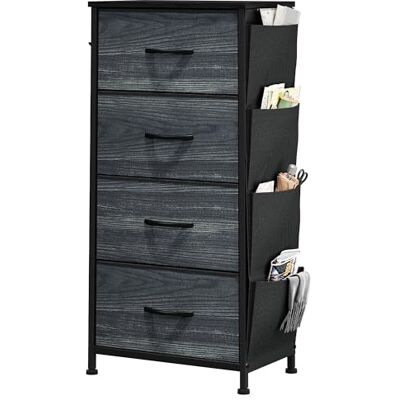 YITAHOME Kommode, 5 Stoffschubladen mit Griffen, Aufbewahrungsschrank, Schubladenschrank, Schrank, Metallgestell, stoffkommode für Schlafzimmer, für Wohnzimmer, Flur, Büro, Schwarze Holzmaserung YITAHOME Kommode, 5 Stoffschubladen mit Griffen, Aufbewahrungsschrank, Schubladenschrank, Schrank, Metallgestell, stoffkommode für Schlafzimmer, für Wohnzimmer, Flur, Büro, Schwarze Holzmaserung