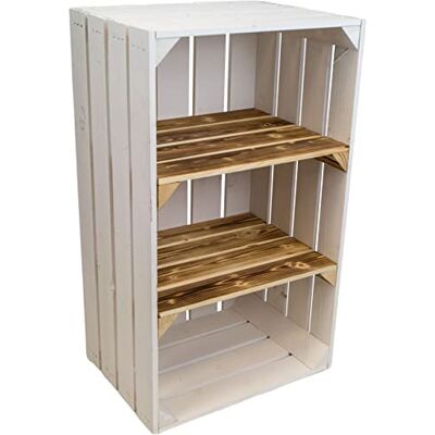 Kistenkolli Altes Land hohe Holzkiste Willi mit Zwei Zwischenbrettern 68x40x30cm HxBxT Schuhregal Bücherregal Nachttisch (1er Set, Weiss geflammte Bretter) Kistenkolli Altes Land hohe Holzkiste Willi mit Zwei Zwischenbrettern 68x40x30cm HxBxT Schuhregal Bücherregal Nachttisch (1er Set, Weiss geflammte Bretter)