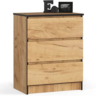 Home Collective Kommode in Eiche mit 3 geräumigen Schubladen, 60 cm breit, 77 cm hoch Kommode Schlafzimmer Flur Wohnzimmer Organizer mit Schubladen Holz Highboard Sideboard Schrank Home Collective Kommode in Eiche mit 3 geräumigen Schubladen, 60 cm breit, 77 cm hoch Kommode Schlafzimmer Flur Wohnzimmer Organizer mit Schubladen Holz Highboard Sideboard Schrank