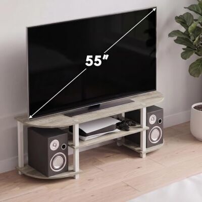 Furinno Turn-S-Tube TV-Ständer für Fernseher bis 55 inch, Sonoma-Eiche Entertainment-Center, TV-Konsole mit offenen Ablagen, für Wohnzimmer und Schlafzimmer Furinno Turn-S-Tube TV-Ständer für Fernseher bis 55 inch, Sonoma-Eiche Entertainment-Center, TV-Konsole mit offenen Ablagen, für Wohnzimmer und Schlafzimmer