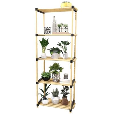 BAKAJI Modulares schmales Regal mit Regalen aus Naturholz, 5 Ablagen, Badezimmermöbel, Eingangshalle, Größe 28 x 49 x 27 cm BAKAJI Modulares schmales Regal mit Regalen aus Naturholz, 5 Ablagen, Badezimmermöbel, Eingangshalle, Größe 28 x 49 x 27 cm