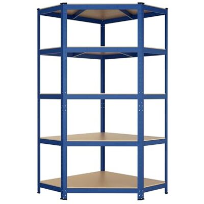KARAT Schwerlastregal Eckregal Metallregal für Lager Regalsystem Kellerregal Steckregal Werkstattregal aus Stahl Metall 5 verstellbare Böden 180 H x 90 x 42 cm Tief (Blau) KARAT Schwerlastregal Eckregal Metallregal für Lager Regalsystem Kellerregal Steckregal Werkstattregal aus Stahl Metall 5 verstellbare Böden 180 H x 90 x 42 cm Tief (Blau)