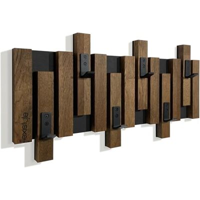 FLEXISTYLE Kleiderhaken Wand Wandgarderobe Flurgarderobe Garderobe Flur Holz Eiche design Lamellen paneele Schwarz modern natur holz Gaderobenpanelle (60cm Braun) FLEXISTYLE Kleiderhaken Wand Wandgarderobe Flurgarderobe Garderobe Flur Holz Eiche design Lamellen paneele Schwarz modern natur holz Gaderobenpanelle (60cm Braun)
