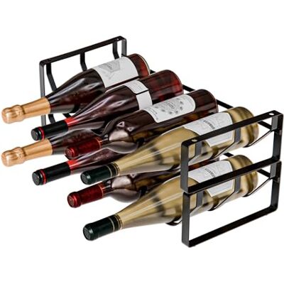 Amig Stapelbares Flaschenregal für 8 Flaschen 2er-Pack aus schwarzem Stahl Flaschenhalter für Küche, Speisekammer, Esszimmer oder Keller Maße: 41 x 20,5 x 21 cm Amig Stapelbares Flaschenregal für 8 Flaschen 2er-Pack aus schwarzem Stahl Flaschenhalter für Küche, Speisekammer, Esszimmer oder Keller Maße: 41 x 20,5 x 21 cm