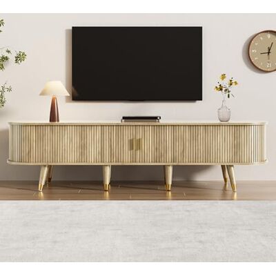 FammyLoft TV-Schrank mit Schiebetüren, Lowboard mit Griffe und Füße in Goldoptik, Fernsehtisch mit Einzigartiges Design, Fernsehschrank, Moderner TV Sideboard, für Wohnzimmer/Flur, 175cm, Oak FammyLoft TV-Schrank mit Schiebetüren, Lowboard mit Griffe und Füße in Goldoptik, Fernsehtisch mit Einzigartiges Design, Fernsehschrank, Moderner TV Sideboard, für Wohnzimmer/Flur, 175cm, Oak