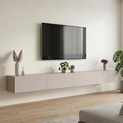 Planetmöbel West TV-Schrank, Fernsehtisch 280 cm lang, TV-Board für Fernseher bis 65 Zoll, TV Board viel Stauraum, lowboard hängend, 2x Fernsehschrank 140 x 30 x 37,5 cm, kaschmir Planetmöbel West TV-Schrank, Fernsehtisch 280 cm lang, TV-Board für Fernseher bis 65 Zoll, TV Board viel Stauraum, lowboard hängend, 2x Fernsehschrank 140 x 30 x 37,5 cm, kaschmir