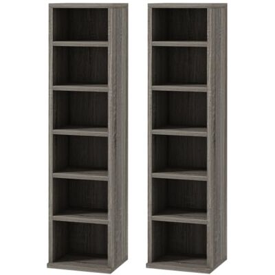 HOMCOM CD-Regal 2-Pack verstellbare Böden 21x22.5x88.5 cm Dunkelgrau Platzsparendes CD-Regal, fasst 204 CDs, 12 Fächer, für Wohnzimmer, Schlafzimmer, Büro. HOMCOM CD-Regal 2-Pack verstellbare Böden 21x22.5x88.5 cm Dunkelgrau Platzsparendes CD-Regal, fasst 204 CDs, 12 Fächer, für Wohnzimmer, Schlafzimmer, Büro.
