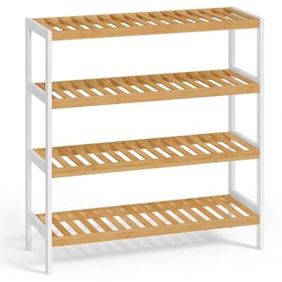 SONGMICS Schuhregal aus Bambus, Schuhablage mit 4 Ebenen, Schuh-Organizer, Regal für Schuhe, Pflanzen, Bücher, Flur, Wohnzimmer, Schlafzimmer, 26 x 70 x 75,5 cm, weiß-naturfarben LBS007KZ01 SONGMICS Schuhregal aus Bambus, Schuhablage mit 4 Ebenen, Schuh-Organizer, Regal für Schuhe, Pflanzen, Bücher, Flur, Wohnzimmer, Schlafzimmer, 26 x 70 x 75,5 cm, weiß-naturfarben LBS007KZ01