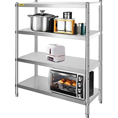 VEVOR Edelstahlregal 117 x 47 cm, 4 Etagen, Lagerregal für Küche, Büro, Garage, Lagerung, 150 kg pro Regal VEVOR Edelstahlregal 117 x 47 cm, 4 Etagen, Lagerregal für Küche, Büro, Garage, Lagerung, 150 kg pro Regal