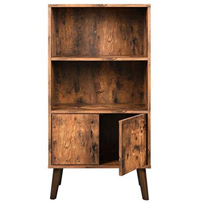VASAGLE Rustikales Bücherregal, 3 Ebenen, mit Türen, für Bücher, Fotos, Dekoration im Wohnzimmer, Büro, Bibliothek, moderner Stil aus der Mitte des Jahrhunderts, Braun LBC09BX VASAGLE Rustikales Bücherregal, 3 Ebenen, mit Türen, für Bücher, Fotos, Dekoration im Wohnzimmer, Büro, Bibliothek, moderner Stil aus der Mitte des Jahrhunderts, Braun LBC09BX