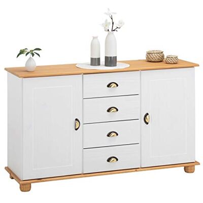 Idimex - COLMAR - Pin Weißbraun - 2 Türen 4 Schubladen - Buffet Idimex - COLMAR - Pin Weißbraun - 2 Türen 4 Schubladen - Buffet