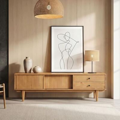 IDIMEX Lowboard Simona, 175 cm aus Massivholz, Eiche Finish TV Konsole mit 2 Schiebetüren und 2 Schubladen, Kiefer Massivholz, niedriges Sideboard für Wohnzimmer IDIMEX Lowboard Simona, 175 cm aus Massivholz, Eiche Finish TV Konsole mit 2 Schiebetüren und 2 Schubladen, Kiefer Massivholz, niedriges Sideboard für Wohnzimmer