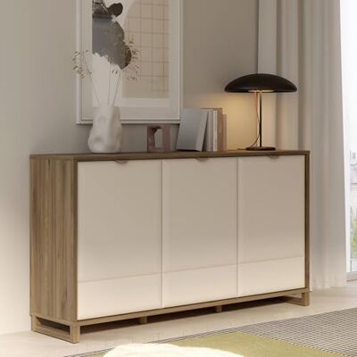 Forte MAREDA Kommode 170, Moderne Kommode mit 3 Türen und Einlegeböden, Kaschmir/Beige, Valencia Eiche Dekor/Sand, 169,2 cm breit, 93,3 cm hoch, 41,9 cm tief Forte MAREDA Kommode 170, Moderne Kommode mit 3 Türen und Einlegeböden, Kaschmir/Beige, Valencia Eiche Dekor/Sand, 169,2 cm breit, 93,3 cm hoch, 41,9 cm tief