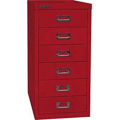 BISLEY MultiDrawer, 29er Serie, DIN A4, 6 Schubladen, Metall, 670 Kardinalrot, 38 x 27.9 x 59 cm BISLEY MultiDrawer, 29er Serie, DIN A4, 6 Schubladen, Metall, 670 Kardinalrot, 38 x 27.9 x 59 cm