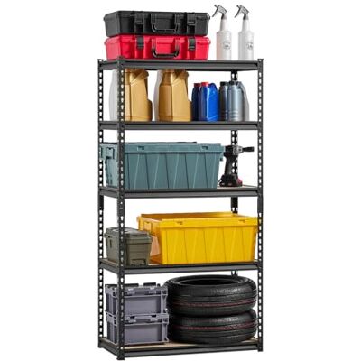 VEVOR Werkstattregal, 907 kg, 5-stufiges Garagen-Lagerregal, 406x813x1596 mm, Steckregal, Schwerlastregal, Metallregale für Garagenregale, Allzweckregal, ideal für Küche, Lager, Keller, schwarz VEVOR Werkstattregal, 907 kg, 5-stufiges Garagen-Lagerregal, 406x813x1596 mm, Steckregal, Schwerlastregal, Metallregale für Garagenregale, Allzweckregal, ideal für Küche, Lager, Keller, schwarz