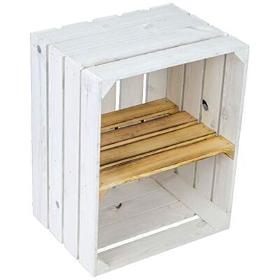 Kistenkolli Altes Land flambierte/geflammte Bücherregal Schuhregalkiste mit Zwischenbrett/Mittelbrett Einlage ca 50x40x30cm / Apfelkisten Weinkisten Holzkisten aus dem Alten Land (Weiss MIT GEFLAMMTER Einlage QUER) Kistenkolli Altes Land flambierte/geflammte Bücherregal Schuhregalkiste mit Zwischenbrett/Mittelbrett Einlage ca 50x40x30cm / Apfelkisten Weinkisten Holzkisten aus dem Alten Land (Weiss MIT GEFLAMMTER Einlage QUER)