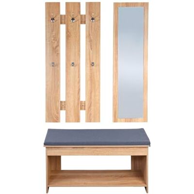 Kesper Garderoben-Set in Eiche-Optik Wandgarderobe, Sitzbank & Spiegel Kesper Garderoben-Set in Eiche-Optik Wandgarderobe, Sitzbank & Spiegel