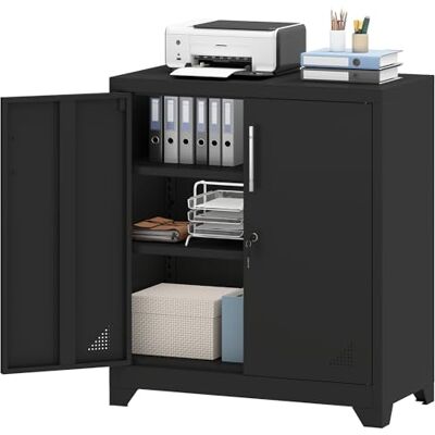 YITAHOME Büroschrank Abschließbar 3 Regale Aufbewahrungsschrank Schwarz 80x40x90cm Stahl Metallschrank Aktenschrank, 3 Etagen, Anti-Kipp Design. Büro Wohnzimmer Arbeitszimmer Aufbewahrung YITAHOME Büroschrank Abschließbar 3 Regale Aufbewahrungsschrank Schwarz 80x40x90cm Stahl Metallschrank Aktenschrank, 3 Etagen, Anti-Kipp Design. Büro Wohnzimmer Arbeitszimmer Aufbewahrung