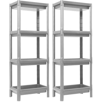 Ondis24 Badregal 38 x 23 x 100 (H) cm, Kunststoffregal, Steckregal, Badezimmerregal, Haushaltsregal schmal, 4 Böden (Anthrazit) (Grau, 2 Stück) Ondis24 Badregal 38 x 23 x 100 (H) cm, Kunststoffregal, Steckregal, Badezimmerregal, Haushaltsregal schmal, 4 Böden (Anthrazit) (Grau, 2 Stück)