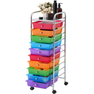 VEVOR Rollwagen mit 10 Schubladen Mobiler Rollcontainer 395x335x990mm Bunt, Metallgestell, Ablagefläche, Handgriffe, Lenkrolle mit 2 Bremsen, Aufbewahrungswagen für Büro Werkstatt Bastelzimmer Garage VEVOR Rollwagen mit 10 Schubladen Mobiler Rollcontainer 395x335x990mm Bunt, Metallgestell, Ablagefläche, Handgriffe, Lenkrolle mit 2 Bremsen, Aufbewahrungswagen für Büro Werkstatt Bastelzimmer Garage