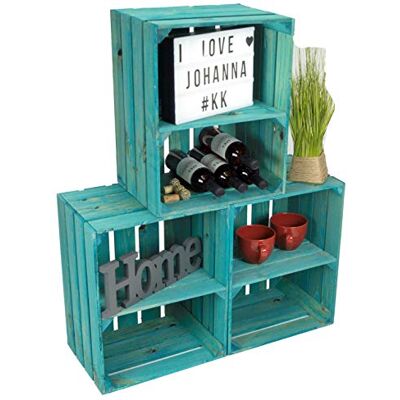 Kistenkolli Altes Land 3er Set Weinkisten Johanna Türkis Quer Regalkiste Obstkiste Apfelkiste Schuhregal Kistenkolli Altes Land 3er Set Weinkisten Johanna Türkis Quer Regalkiste Obstkiste Apfelkiste Schuhregal
