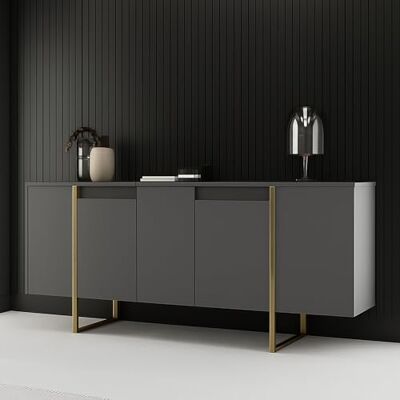 Dmora - Betel - Walnut and Gold - 160x35x80 cm - Sideboard Dmora - Betel - Walnut and Gold - 160x35x80 cm - Sideboard