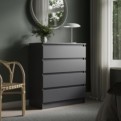 Home Collective Kommode 76cm breit mit 4 Schubladen Kommode Anthrazit schmal Holz Schrank Kommode mit Schubladen Sideboard Highboard Anrichte Schlafzimmer Wohnzimmer Flur Büro Organizer Breite 76 cm Home Collective Kommode 76cm breit mit 4 Schubladen Kommode Anthrazit schmal Holz Schrank Kommode mit Schubladen Sideboard Highboard Anrichte Schlafzimmer Wohnzimmer Flur Büro Organizer Breite 76 cm