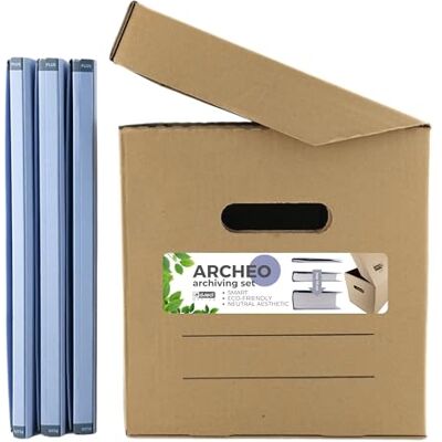 D.RECT Archivbox ARCHEO Set Lagerbox 250x340x260 mm Klappdeckelbox Archivschachtel Aktenkarton mit 3 pastellfarbene Zero Max Ordner Blau D.RECT Archivbox ARCHEO Set Lagerbox 250x340x260 mm Klappdeckelbox Archivschachtel Aktenkarton mit 3 pastellfarbene Zero Max Ordner Blau