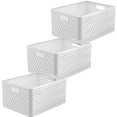 Rotho Country Aufbewahrungsbox 3er-Set 28 L stapelbar in Rattan-Optik Weiß Aufbewahrungsboxen, Korb, Aufbewahrungskorb mit Griffen, Box, Boxen Aufbewahrung, stapelbar, Rattan-Optik, pflegeleicht Rotho Country Aufbewahrungsbox 3er-Set 28 L stapelbar in Rattan-Optik Weiß Aufbewahrungsboxen, Korb, Aufbewahrungskorb mit Griffen, Box, Boxen Aufbewahrung, stapelbar, Rattan-Optik, pflegeleicht