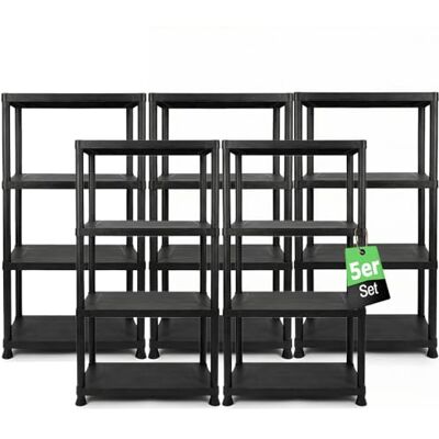 Ondis24 Steckregal 60 x 30 x 131 (H) cm, 4 Böden, Kunststoffregal, Schwerlastregal, bis zu 80 kg, Regal, Lagerregal (5 Stück) Ondis24 Steckregal 60 x 30 x 131 (H) cm, 4 Böden, Kunststoffregal, Schwerlastregal, bis zu 80 kg, Regal, Lagerregal (5 Stück)