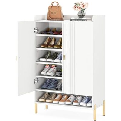 LITTLE TREE Schuhschrank für den Eingangsbereich: 6-stöckiger Schuh-Organizer, schmal, freistehend, Holz-Schuhregal mit Türen, verstellbare Einlegeböden für Flur, Schrank, Wohnzimmer LITTLE TREE Schuhschrank für den Eingangsbereich: 6-stöckiger Schuh-Organizer, schmal, freistehend, Holz-Schuhregal mit Türen, verstellbare Einlegeböden für Flur, Schrank, Wohnzimmer