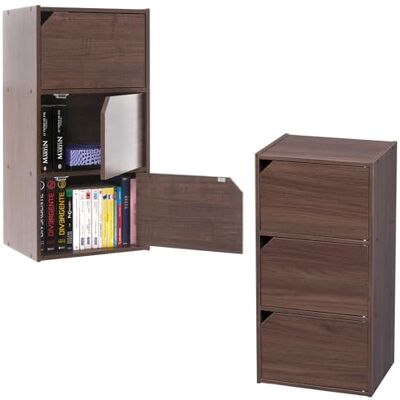 Iris Ohyama , Aufbewahrungsmöbel, Set mit 2 Holzregalen mit Türen, Design, Modular, Büro, Schlafzimmer, Wohnzimmer MDB-3D Braun Iris Ohyama , Aufbewahrungsmöbel, Set mit 2 Holzregalen mit Türen, Design, Modular, Büro, Schlafzimmer, Wohnzimmer MDB-3D Braun