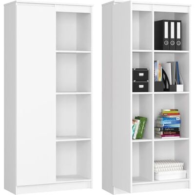 Home Collective Schrank Büroregal Bücherregal Regal weiß 80cm breit 180cm hoch, mit Tür und 4 Fächern Home Collective Schrank Büroregal Bücherregal Regal weiß 80cm breit 180cm hoch, mit Tür und 4 Fächern