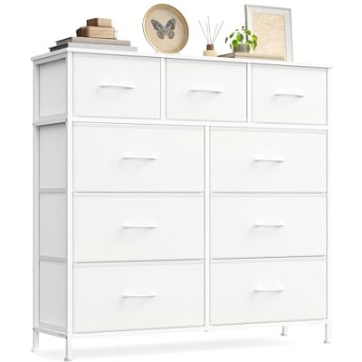 SONGMICS BELLAH Kollektion Kommode, Schrank, Aufbewahrungsschrank, Stahl, für Schlafzimmer, Flur, Wohnzimmer, 9 Schubladen, modern, wolkenweiß-schneeweiß LGS324WH01 SONGMICS BELLAH Kollektion Kommode, Schrank, Aufbewahrungsschrank, Stahl, für Schlafzimmer, Flur, Wohnzimmer, 9 Schubladen, modern, wolkenweiß-schneeweiß LGS324WH01