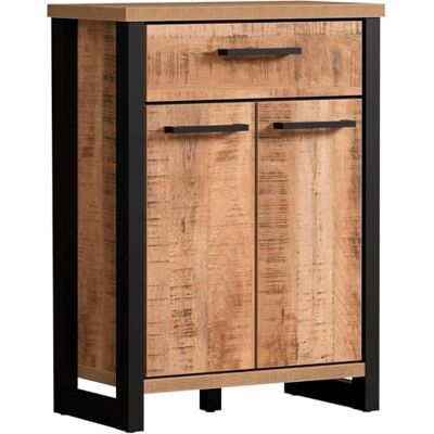 trendteam smart living Enna Kommode Mango/Schwarz Schrank mit 2 Türen, 1 Schublade und 2 Einlegeböden (BxHxT) 73 x 100 x 39 cm Vollauszugfunktion trendteam smart living Enna Kommode Mango/Schwarz Schrank mit 2 Türen, 1 Schublade und 2 Einlegeböden (BxHxT) 73 x 100 x 39 cm Vollauszugfunktion