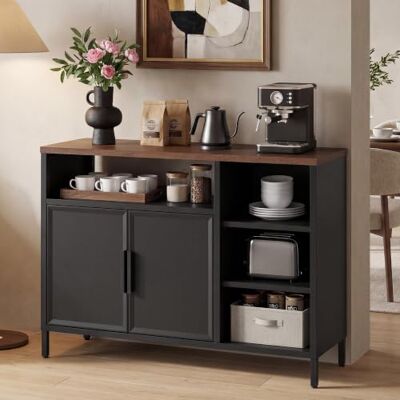 YITAHOME Kommode Sideboard 108cm, Metallschrank Aufbewahrungsschrank Sideboard Kommode mit Doppeltür offenen Fächern, Büroschrank Flurschrank, Magnetverschluss, höhenverstellbar 75kg YITAHOME Kommode Sideboard 108cm, Metallschrank Aufbewahrungsschrank Sideboard Kommode mit Doppeltür offenen Fächern, Büroschrank Flurschrank, Magnetverschluss, höhenverstellbar 75kg