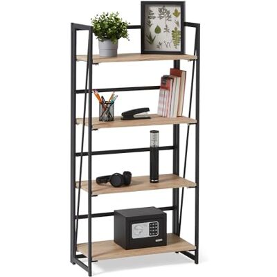 Amazon Klappbares Bücherregal, Metallrahmen, 4 Regalböden aus Holzwerkstoff, Eiche-Optik, Schwarze Pulverbeschichtung, Wandverankerung, 29,5cm x 60cm x 125cm, für Wohn-/Schlafzimmer, Homeoffice Amazon Klappbares Bücherregal, Metallrahmen, 4 Regalböden aus Holzwerkstoff, Eiche-Optik, Schwarze Pulverbeschichtung, Wandverankerung, 29,5cm x 60cm x 125cm, für Wohn-/Schlafzimmer, Homeoffice