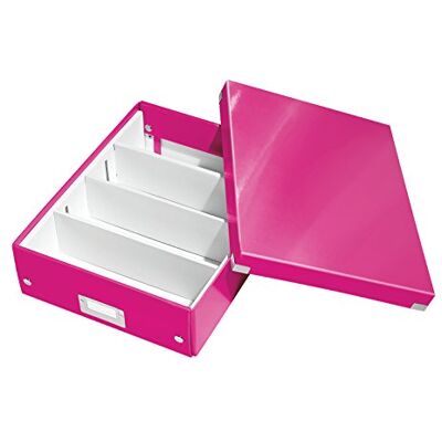 Leitz Click & Store Aufbewahrungsbox mit Deckel Mittel-Groß, Box mit Trennwänden für Zubehör im Büro oder Utensilien im Haushalt, Transportbox aus 85 % recycelter Premium-Hartpappe, Pink, 60580023 Leitz Click & Store Aufbewahrungsbox mit Deckel Mittel-Groß, Box mit Trennwänden für Zubehör im Büro oder Utensilien im Haushalt, Transportbox aus 85 % recycelter Premium-Hartpappe, Pink, 60580023