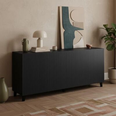 Bellamio Tana Kommode Sideboard 185 cm, Schwarz, 8 Fächer, Holz, geriffelt TV Schrank, Kommodenschrank, Wohnzimmerschrank 40 cm tief, strukturierte Front, Flurschrank, Schlafzimmer, Wohnzimmermöbel Bellamio Tana Kommode Sideboard 185 cm, Schwarz, 8 Fächer, Holz, geriffelt TV Schrank, Kommodenschrank, Wohnzimmerschrank 40 cm tief, strukturierte Front, Flurschrank, Schlafzimmer, Wohnzimmermöbel