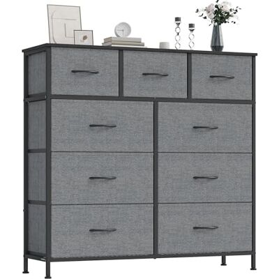 SONGMICS BELLAH Kollektion Kommode, Schrank, Aufbewahrungsschrank, Stahl, für Schlafzimmer, Flur, Wohnzimmer, 9 Schubladen, modern, schiefergrau LGS324G101 SONGMICS BELLAH Kollektion Kommode, Schrank, Aufbewahrungsschrank, Stahl, für Schlafzimmer, Flur, Wohnzimmer, 9 Schubladen, modern, schiefergrau LGS324G101