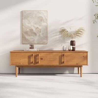 IDIMEX Lowboard TECCA 145 cm mit 3 Türen, Eiche Finish – Massivholz Kiefer, Wohnzimmermöbel mit Stauraum, Moderne Kommode im skandinavischen Design, Flurmöbel für Bücher & Deko IDIMEX Lowboard TECCA 145 cm mit 3 Türen, Eiche Finish – Massivholz Kiefer, Wohnzimmermöbel mit Stauraum, Moderne Kommode im skandinavischen Design, Flurmöbel für Bücher & Deko