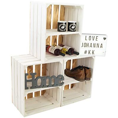 Kistenkolli Altes Land 3er Set Neue weiße Obstkiste Johanna/Schuhregal Ablageregal Schuhbox Weinkiste Apfelkiste Holzkiste Regalkiste Ablagekiste (3er Set Weiss mit geflammtem Boden QUER Weiss) Kistenkolli Altes Land 3er Set Neue weiße Obstkiste Johanna/Schuhregal Ablageregal Schuhbox Weinkiste Apfelkiste Holzkiste Regalkiste Ablagekiste (3er Set Weiss mit geflammtem Boden QUER Weiss)
